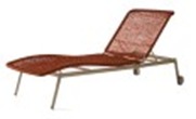 Espreguiçadeira com rodas Sun Lounger with Wheels Acabamentos do produto: alumínio / corda