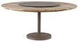 Mesa Base em Concreto, Tampo Madeira com Giratório em Alumínio 100cm Concrete Base Table wifh Woodeen Top with Swivel Acabamentos do produto: alumínio / madeira