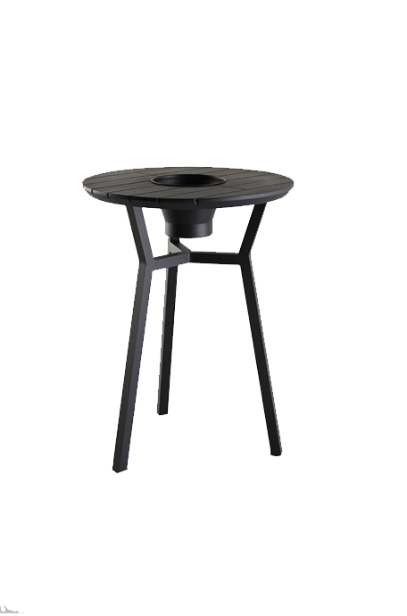 Mesa Bistrô Tampo em Madeira com Champanheira Bar Table Wood Top Champagne Bucket Acabamentos do produto: alumínio / madeira