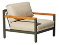 Poltrona Armchair Acabamentos do produto: alumínio / corda / madeira / tecido