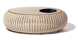 Mesa de Centro Tampo TS com Geleira Coffee Table Formica Top Acabamentos do produto: alumínio / corda / TS