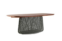 Mesa Retangular Rectangular Table Acabamentos do produto: alumínio /corda / madeira