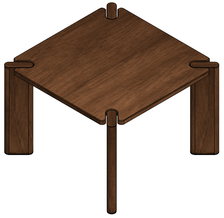 Mesa lateral, tampo  laminado, estrutura pintada e pés pintados.