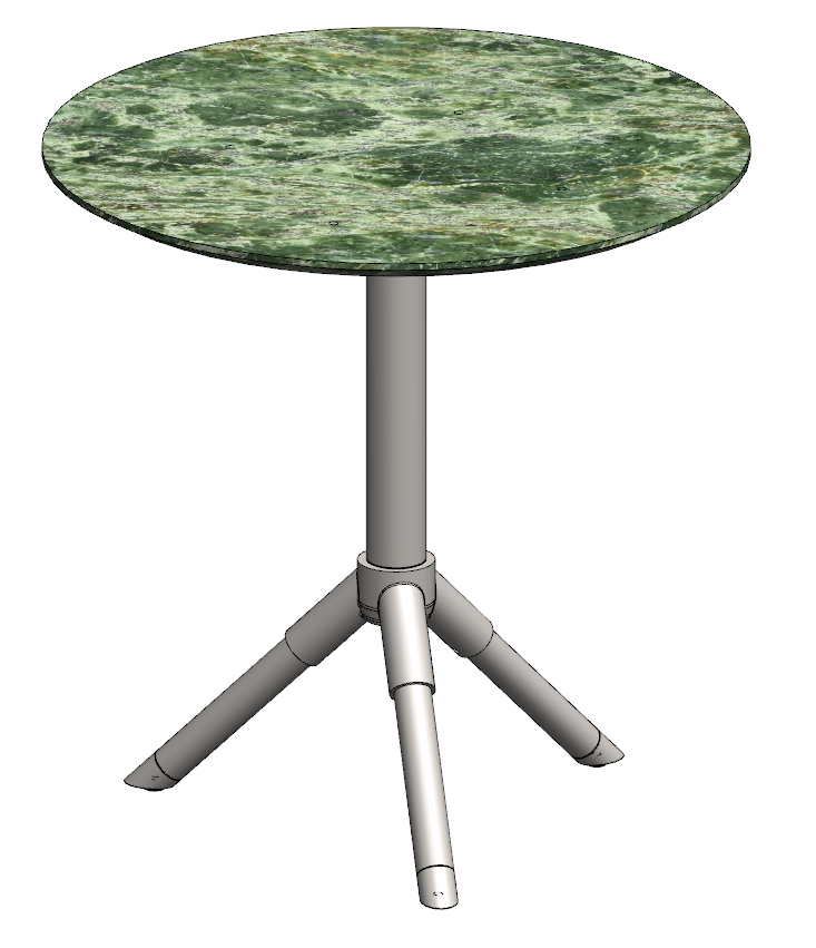 Mesa em aço carbono, tampo em MÁRMORE e base pintada.