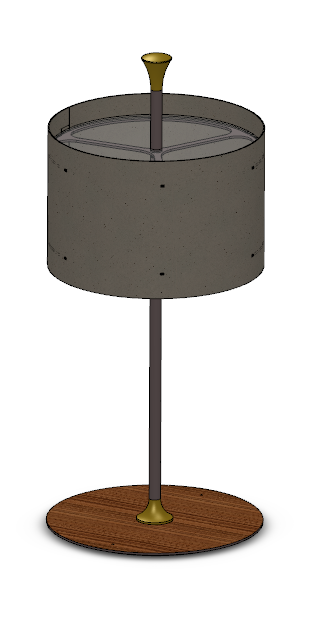 Luminária Folk H - Cúpula laminada, base laminada, haste pintada e ponteira pintada latão.