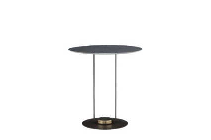 Mesa em aço carbono, tampo em mármore, estrutura pintada e detalhe pintado