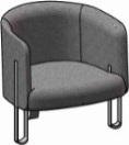 Poltrona estofada, base aço carbono  laminada