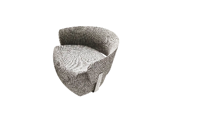 Poltrona GIRATÓRIA, base em aluminio pintado e detalhe laminado