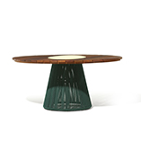 [ARA46] Mesa Jantar com Giratório em Alumínio 100cm Table with Swivel Acabamentos do produto: alumínio / corda / madeira