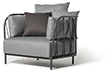 [BK1] Poltrona (Almofadas Inclusas: 2 Laterais + 1P + 1M + 1G) Armchair (Cushions Included : 2 Side + 1S +1M + 1L) Acabamentos do produto: alumínio / tecido