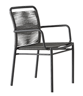 [LI33] [A85 * L55 * P55] Cadeira Fibra com Braços Fiber Chair Acabamentos do produto: alumínio / corda