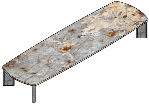 [2650S] Mesa de centro, tampo em mármore, estrutura pintada e pés em mármore