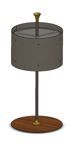 [3025W] Plato - luminária disco laminado com haste (tubo) pintado e canopla pintada
