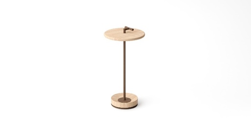[Handy 
2035N] Mesa lateral aço carbono com tampo e base em madeira maciça TAUARI, haste pintada