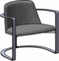 [Poltr. Yori        6075] Poltrona estofada com costas laminada, estrutura em aço carbono pintada